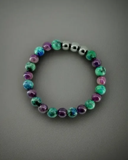 Mystic Focus: Azurite, Hematite & Amethyst Spiritual Clarity Bracelet - Image 3