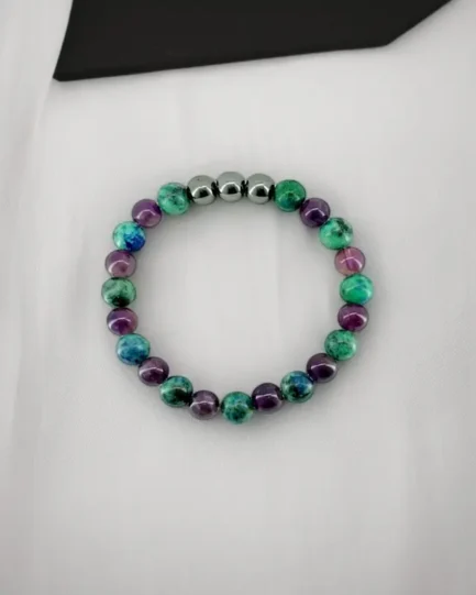 Mystic Focus: Azurite, Hematite & Amethyst Spiritual Clarity Bracelet