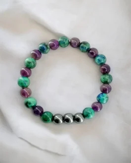 Mystic Focus: Azurite, Hematite & Amethyst Spiritual Clarity Bracelet