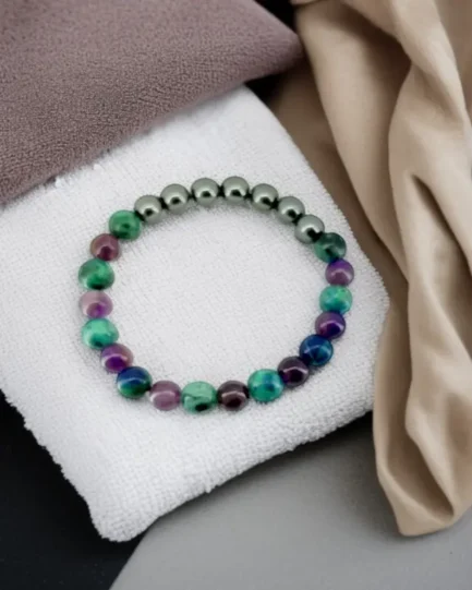 Aura Guard: Hematite, Amethyst & Azurite Protection Bracelet