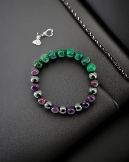 Third Eye Shield: Amethyst, Azurite & Hematite Intuition Bracelet - Image 3