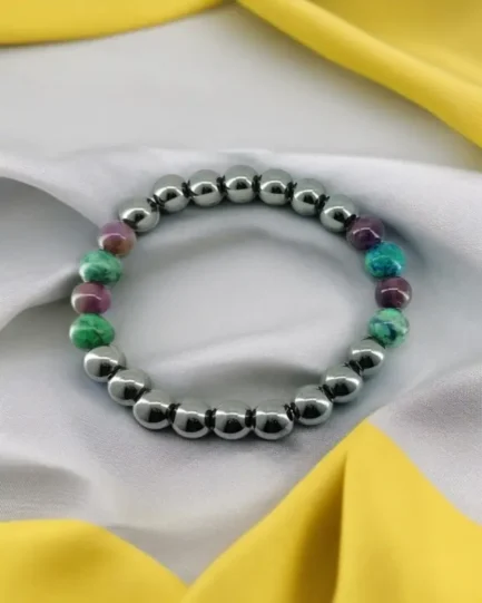 Inner Balance: Hematite, Amethyst & Azurite Chakra Healing Bracelet - Image 3