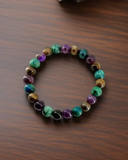 Inner Flame: Tiger Eye, Azurite & Amethyst Bracelet - Image 2