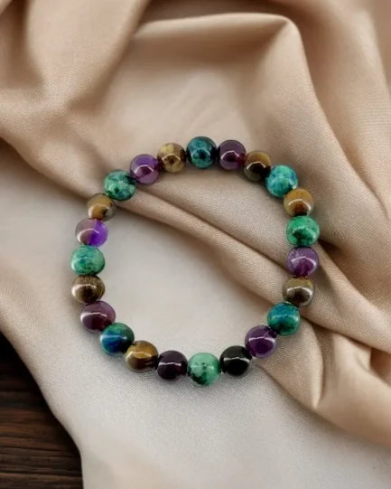 Inner Flame: Tiger Eye, Azurite & Amethyst Bracelet - Image 3