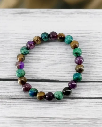 Inner Flame: Tiger Eye, Azurite & Amethyst Bracelet