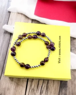 Amethyst Serenity Bracelet with Silver Crystal Accents – Calm & Clarity Jewelry