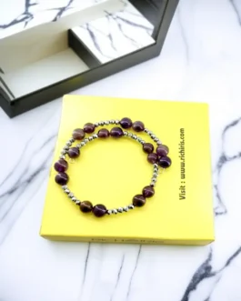 Amethyst Serenity Bracelet with Silver Crystal Accents – Calm & Clarity Jewelry