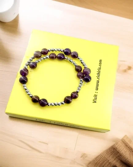Amethyst Serenity Bracelet with Silver Crystal Accents – Calm & Clarity Jewelry - Image 3