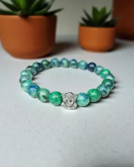 Azurite & Silver Ganesh Bracelet – Spiritual Wisdom, Clarity & Divine Protection