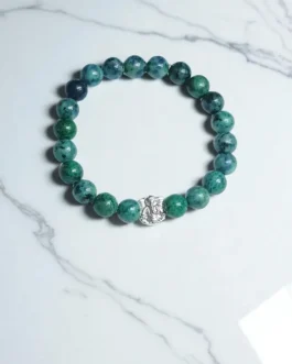 Azurite & Silver Ganesh Bracelet – Spiritual Wisdom, Clarity & Divine Protection