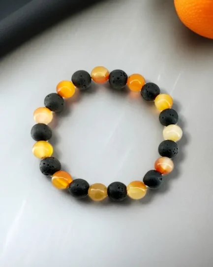 Fire & Earth: Carnelian and Lava Energy Bracelet - Image 3
