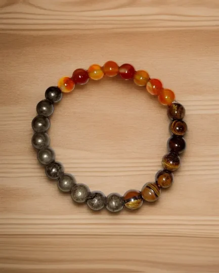 Fearless Power Bracelet – Carnelian, Pyrite & Tiger Eye - Image 3