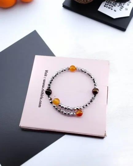 Carnelian & Tiger Eye Crystal Bracelet – Confidence, Energy & Inner Strength