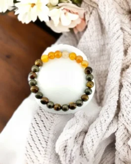 Power Pulse Bracelet – Carnelian, Tiger Eye & Pyrite for Strength, Confidence & Wealth