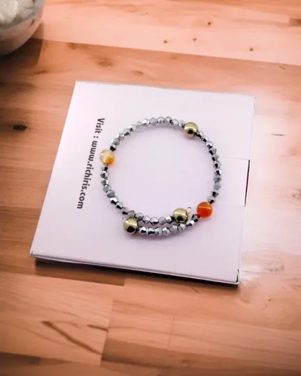 Carnelian & Pyrite Crystal Bracelet – Confidence, Wealth & Energy Booster