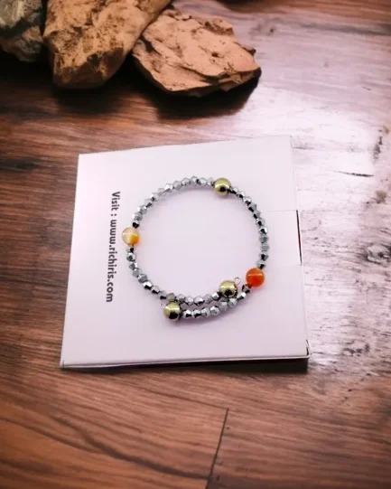 Carnelian & Pyrite Crystal Bracelet – Confidence, Wealth & Energy Booster - Image 2