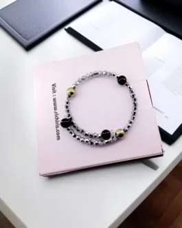 Golden Pyrite & Obsidian Protection Bracelet – Energy Shield, Wealth & Grounding