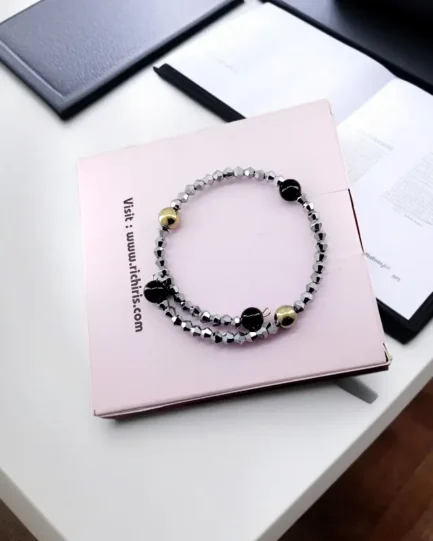 Golden Pyrite & Obsidian Protection Bracelet – Energy Shield, Wealth & Grounding