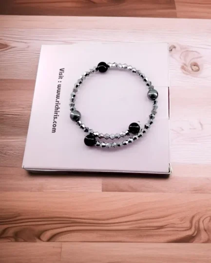 Hematite & Obsidian Crystal Bracelet – Protection, Grounding & Energy Shield