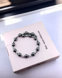 Reflective Strength Bracelet – Hematite & Silver Crystal for Grounding & Focus