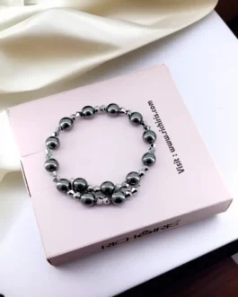 Reflective Strength Bracelet – Hematite & Silver Crystal for Grounding & Focus