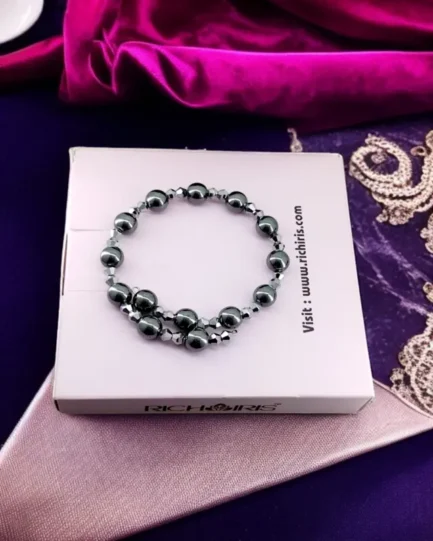 Reflective Strength Bracelet – Hematite & Silver Crystal for Grounding & Focus - Image 3