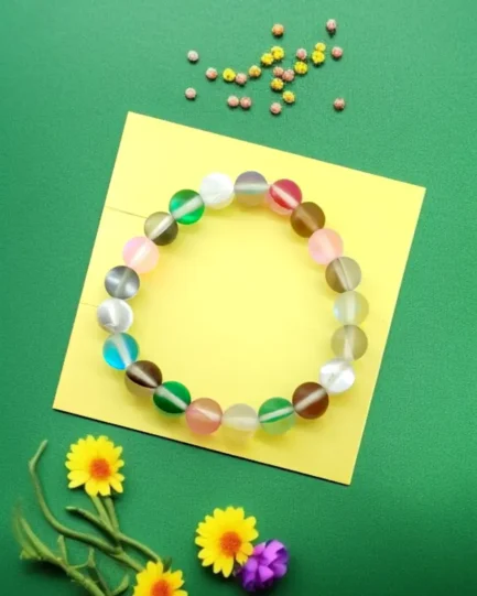 Iridescent Aura Glass Healing Bracelet – Handmade Energy Jewelry