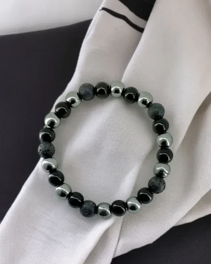 Grounded Warrior Bracelet – Lava, Obsidian & Hematite for Strength & Protection - Image 3