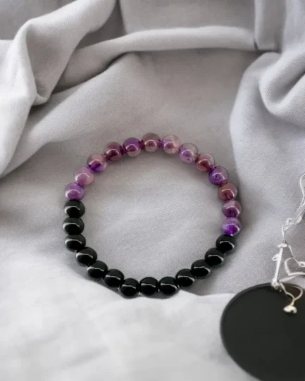 Shadow Light: Obsidian & Amethyst Protection Bracelet - Image 2