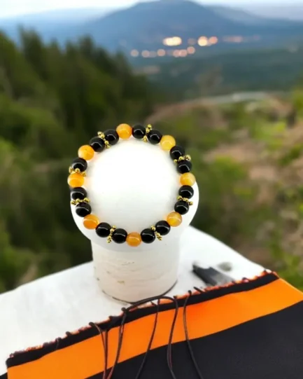 Obsidian & Carnelian Power Bracelet - Image 3