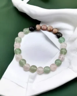 Heartfelt Harmony Crystal Bracelet – Rose Quartz, Aventurine & Rhodonite