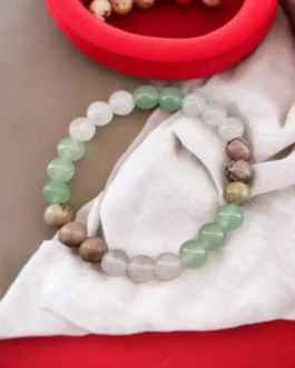 Love & Prosperity Healing Bracelet – Rose Quartz, Green Aventurine & Rhodonite