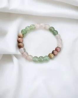 Love & Prosperity Healing Bracelet – Rose Quartz, Green Aventurine & Rhodonite