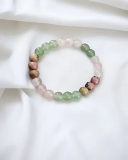 Love & Prosperity Healing Bracelet – Rose Quartz, Green Aventurine & Rhodonite - Image 2