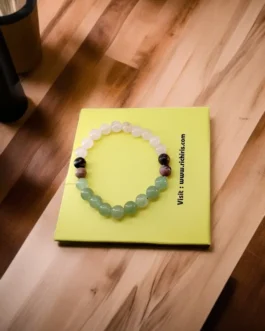 Heart Harmony Crystal Healing Bracelet – Rose Quartz, Green Aventurine & Rhodonite