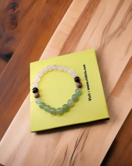 Heart Harmony Crystal Healing Bracelet – Rose Quartz, Green Aventurine & Rhodonite - Image 3