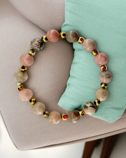 Rhodonite Healing Bracelet with Elegant Bead Design - Image 6