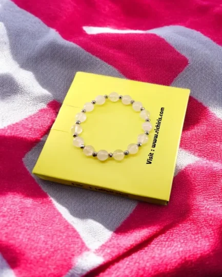 Rose Quartz & Silver Healing Bracelet - Image 3