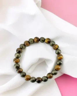 Tiger Eye & Pyrite Energy Bracelet – Strength, Protection & Abundance