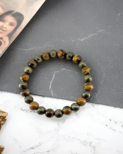 Tiger Eye & Pyrite Energy Bracelet – Strength, Protection & Abundance - Image 3