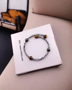 Tiger Eye & Pyrite Crystal Bracelet – Courage, Wealth & Grounding Energy