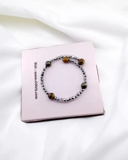 Tiger Eye & Pyrite Crystal Bracelet – Courage, Wealth & Grounding Energy - Image 2