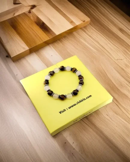 Empowered Love Bracelet – Tiger Eye & Rose Quartz with Metallic Accents - Image 3