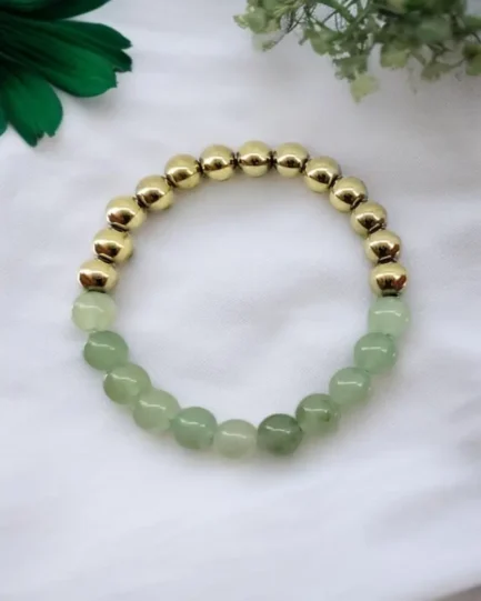 Abundance & Confidence Crystal Bracelet – Pyrite & Green Aventurine - Image 3