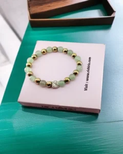 Ganesha Prosperity Energy Bracelet – Pyrite, Green Aventurine & Pure German Silver
