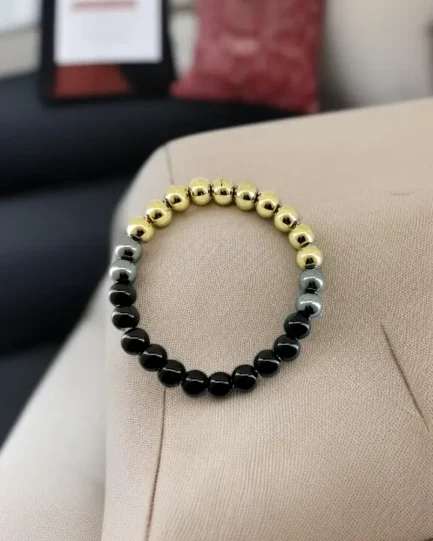 Grounded Glory: Pyrite, Hematite & Obsidian Strength Bracelet