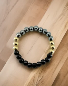 PowerShield: Pyrite, Hematite & Obsidian Protection & Confidence Bracelet