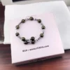 Pyrite & Silver Crystal BiCone Beaded Bracelet for Luck & Wealth