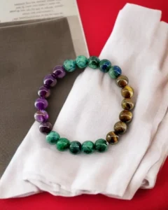 Trinity Vision: Amethyst, Azurite & Tiger Eye Energy Bracelet