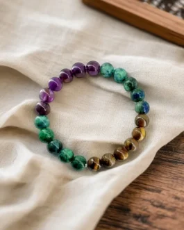 Trinity Vision: Amethyst, Azurite & Tiger Eye Energy Bracelet